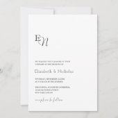 白黒ミニマエレガントリスト結婚ズ 招待状 (正面)