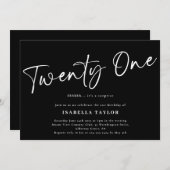 白黒ミニマエレガントリスト21歳の誕生日 招待状 (正面/裏面)