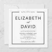 白黒ミニマエレガントリモダンアル結婚ズ 招待状 (正面)