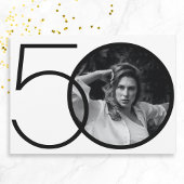 白黒ミニマカスタムリスト写真第50誕生日 招待状