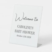 白黒ミニマシンプルリストカスタムベビーシャワー 台座サイン (正面)