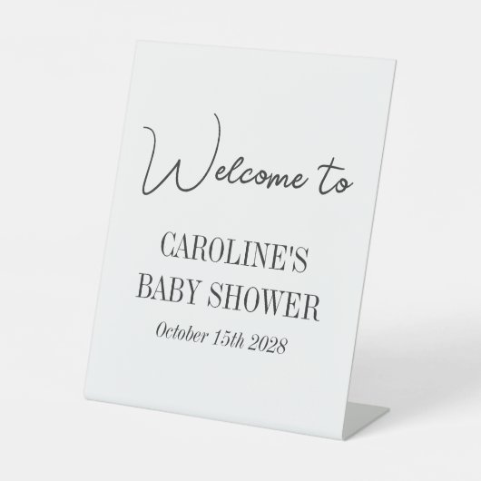 白黒ミニマシンプルリストカスタムベビーシャワー 台座サイン (正面)