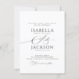 白黒ミニマシンプルリストモダン結婚ズ セーブザデート