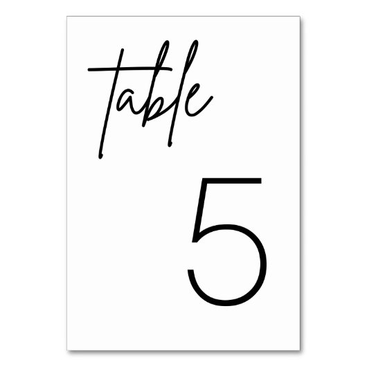 白黒ミニマシンプルリスト結婚のテーブル テーブルナンバー (裏面)