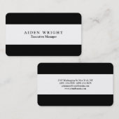 白黒ミニマストライプのラスタイリッシュモダンリスト 名刺 (正面/裏面)
