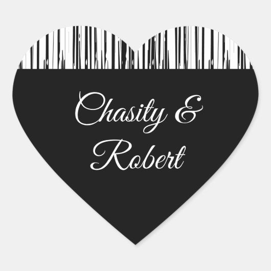 白黒ミニマモダンリストライプアエレガントリスト ハートシール (正面)