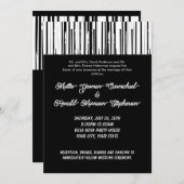 白黒ミニマモダンリストライプアエレガントリスト 招待状 (正面/裏面)