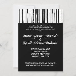 白黒ミニマモダンリストライプアエレガントリスト 招待状