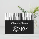 白黒ミニマモダンリストライプアエレガントリスト 招待状 (スタンド正面)