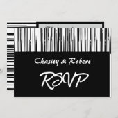 白黒ミニマモダンリストライプアエレガントリスト 招待状 (正面/裏面)