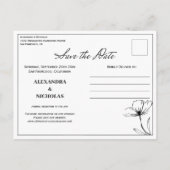 白黒ミニマモダンリスト日付写真の保存 案内ポストカード (裏面)