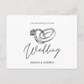 白黒ミニマモダンリスト結婚のリング ポストカード (正面)