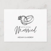 白黒ミニマモダンリスト結婚のリング ポストカード (正面)