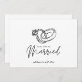 白黒ミニマモダンリスト結婚のリング 招待状 (正面/裏面)