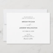 白黒ミニマモダンリスト結婚のリング 招待状 (裏面)