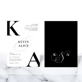 白黒ミニマモダンリスト結婚ズ 招待状