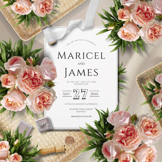 白黒ミニマモダンリスト結婚ズ 招待状