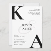 白黒ミニマモダンリスト結婚ズ 招待状 (正面)