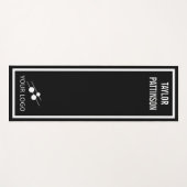 白黒ミニマリストあなたの名前とロゴ ヨガマット (正面(横))