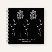 白黒ミニマリストのカーリーフローラ ノートブック (正面)