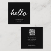 白黒ミニマリストのクリーンシンプルQRコード スクエア名刺 (正面/裏面)