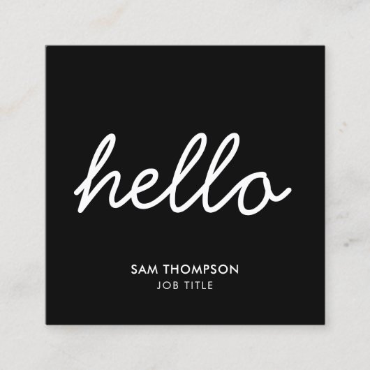 白黒ミニマリストのクリーンシンプルQRコード スクエア名刺 (正面)