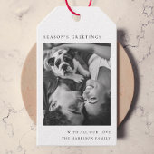 白黒ミニマリストのシンプルクリスマスフォト ギフトタグ