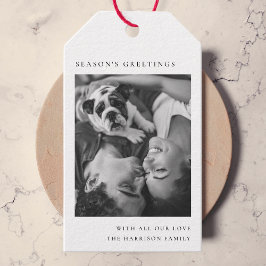 白黒ミニマリストのシンプルクリスマスフォト ギフトタグ