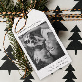 白黒ミニマリストのシンプルクリスマスフォト ギフトタグ