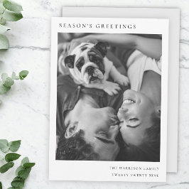 白黒ミニマリストのシンプルクリスマスフォト シーズンカード