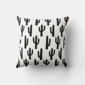 白黒ミニマリストのシンプルサボテン模様 クッション (裏面)