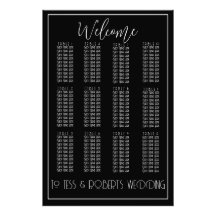 白黒ミニマリストのシーティングチャートプリント