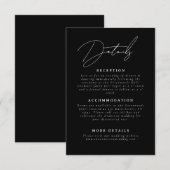 白黒ミニマリストのスクリプ結婚ト詳細 エンクロージャーカード (正面/裏面)
