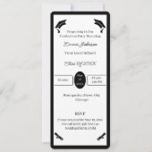 白黒ミニマリストのパーソナライズされた卒業 招待状 (正面)