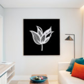 白黒ミニマリストのフラワーアート ポスター