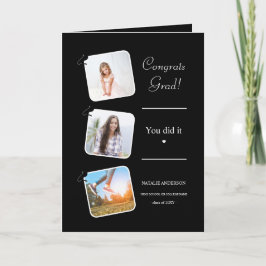 白黒ミニマリストのモダン卒業 カード