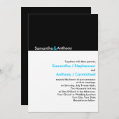 白黒ミニマリストのモダン結婚式招待状 招待状 (正面/裏面)