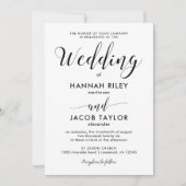 白黒ミニマリストの写真結婚の 招待状 (正面)