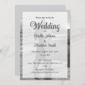 白黒ミニマリストの写真結婚式招待状 招待状 (正面/裏面)