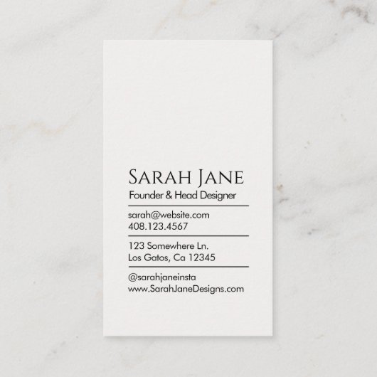 白黒ミニマリストの名刺 名刺 (裏面)