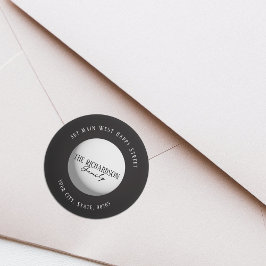 白黒ミニマリストの家族の名前アドレス ラウンドシール