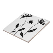 白黒ミニマリストの抽象芸術の花 タイル (側面)