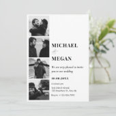 白黒ミニマリストの結婚写真 招待状 (スタンド正面)