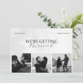 白黒ミニマリストの結婚写真 招待状 (スタンド正面)