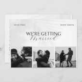 白黒ミニマリストの結婚写真 招待状 (正面/裏面)