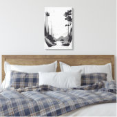 白黒ミニマリストの風景抽象芸術アート キャンバスプリント (インサイチュ (寝室))