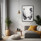 白黒ミニマリストの風景抽象芸術アート ポスター