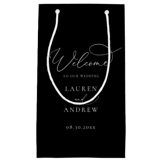 白黒ミニマリストへようこそ スモールペーパーバッグ (正面)