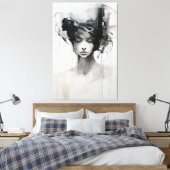 白黒ミニマリストアート | Constle Reverie キャンバスプリント (インサイチュ (寝室))