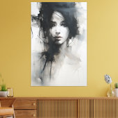 白黒ミニマリストアート | Ethereal Essence キャンバスプリント (インサイチュ (リビング))